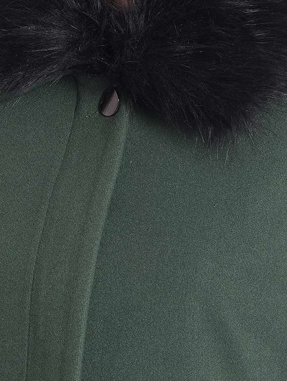 green solids full sleeves trench coat - 20417445 -  Standard Image - 4