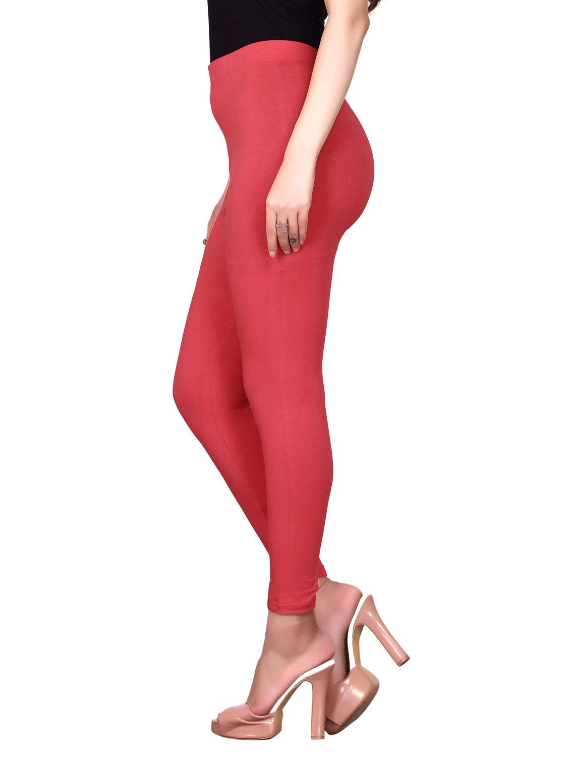 women red solid legging - 20417530 -  Standard Image - 1