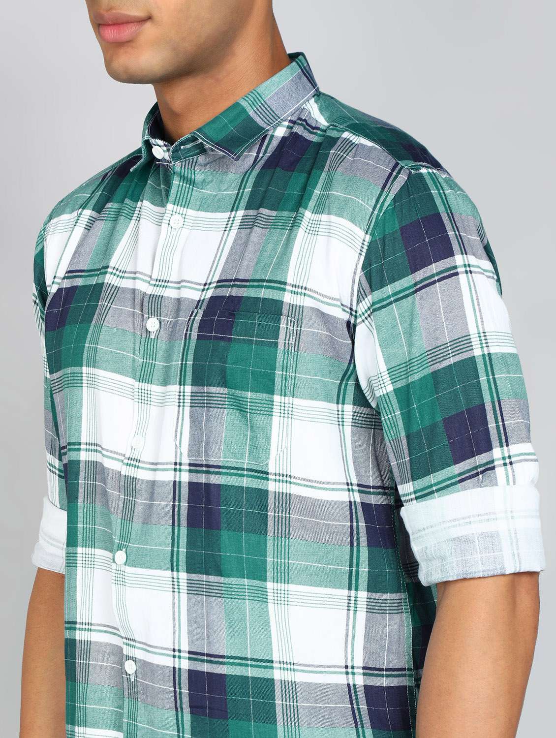 teal cotton casual shirt - 20417791 -  Standard Image - 4