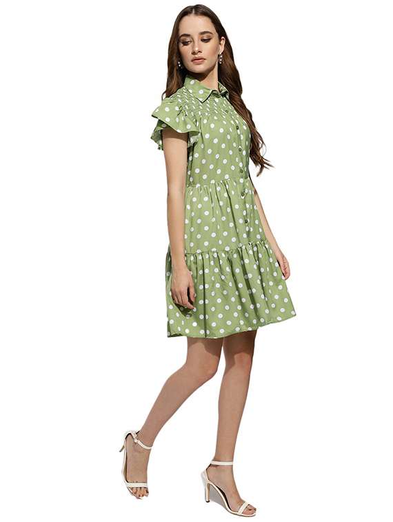 green polka dots shirt dress - 20418745 - Standard Image - 1