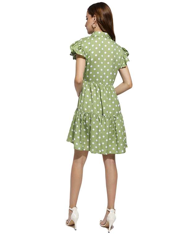 green polka dots shirt dress - 20418745 - Standard Image - 4