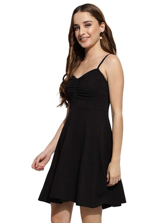 black solid a-line dress - 20418747 -  Standard Image - 1