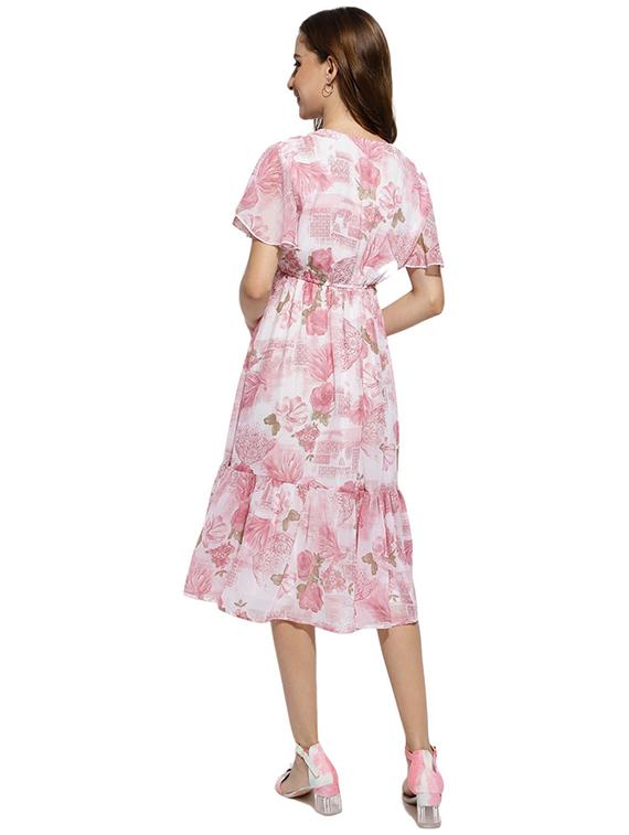 white floral print a-line dress - 20418752 - Standard Image - 4
