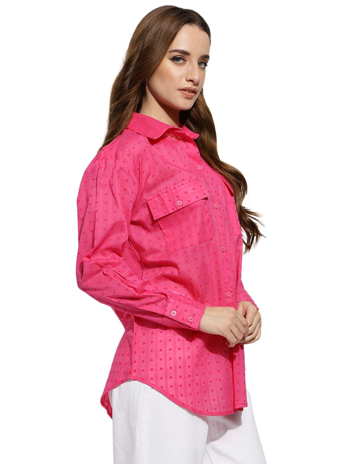 pink self design regular shirt - 20418756 -  Standard Image - 1