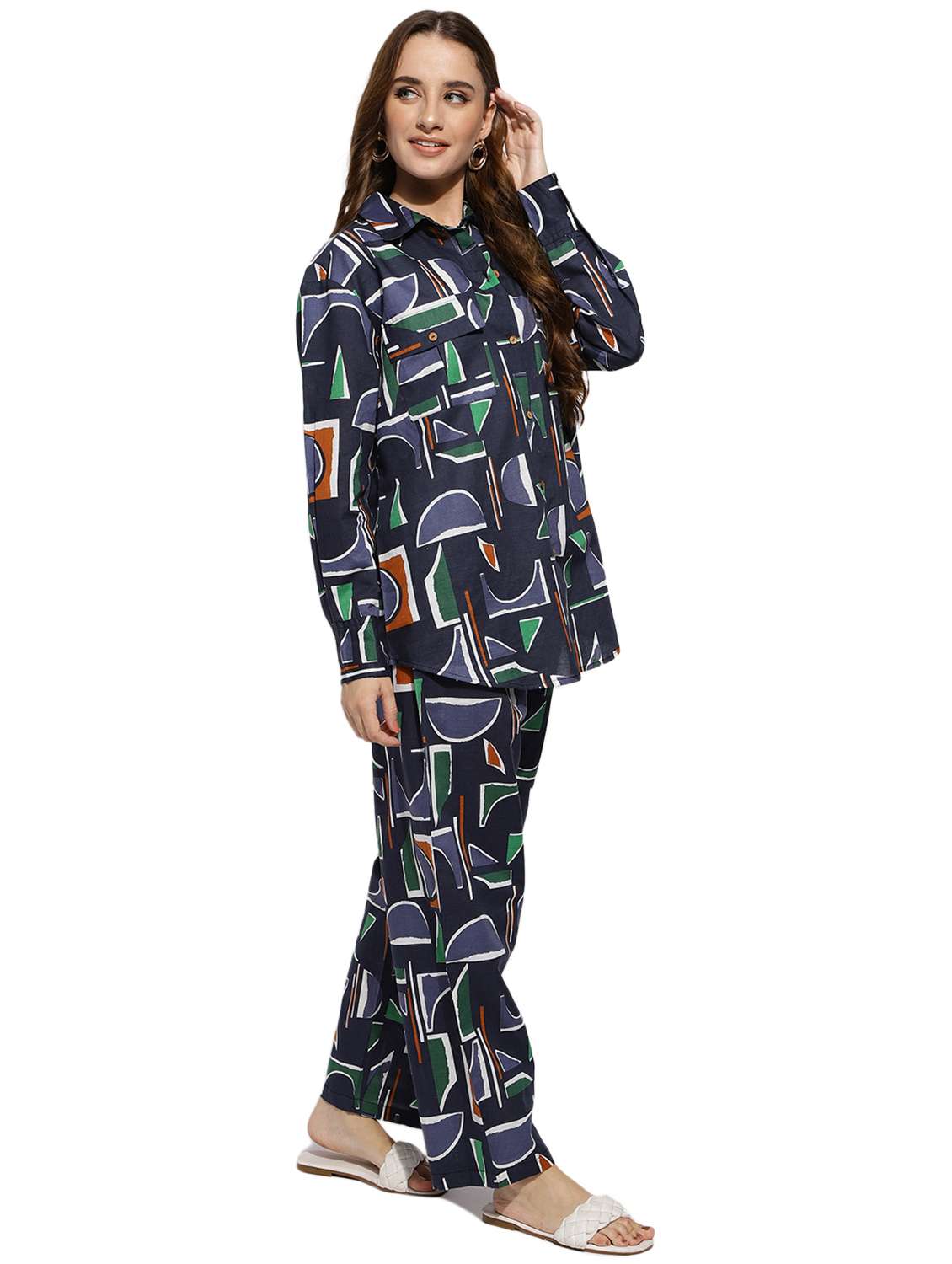 black printed shirt and trouser set co-ord - 20418759 -  Standard Image - 1