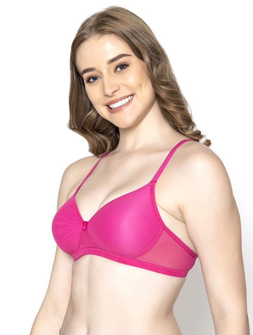 pink solid full coverage regular bra - 20418813 -  Standard Image - 1