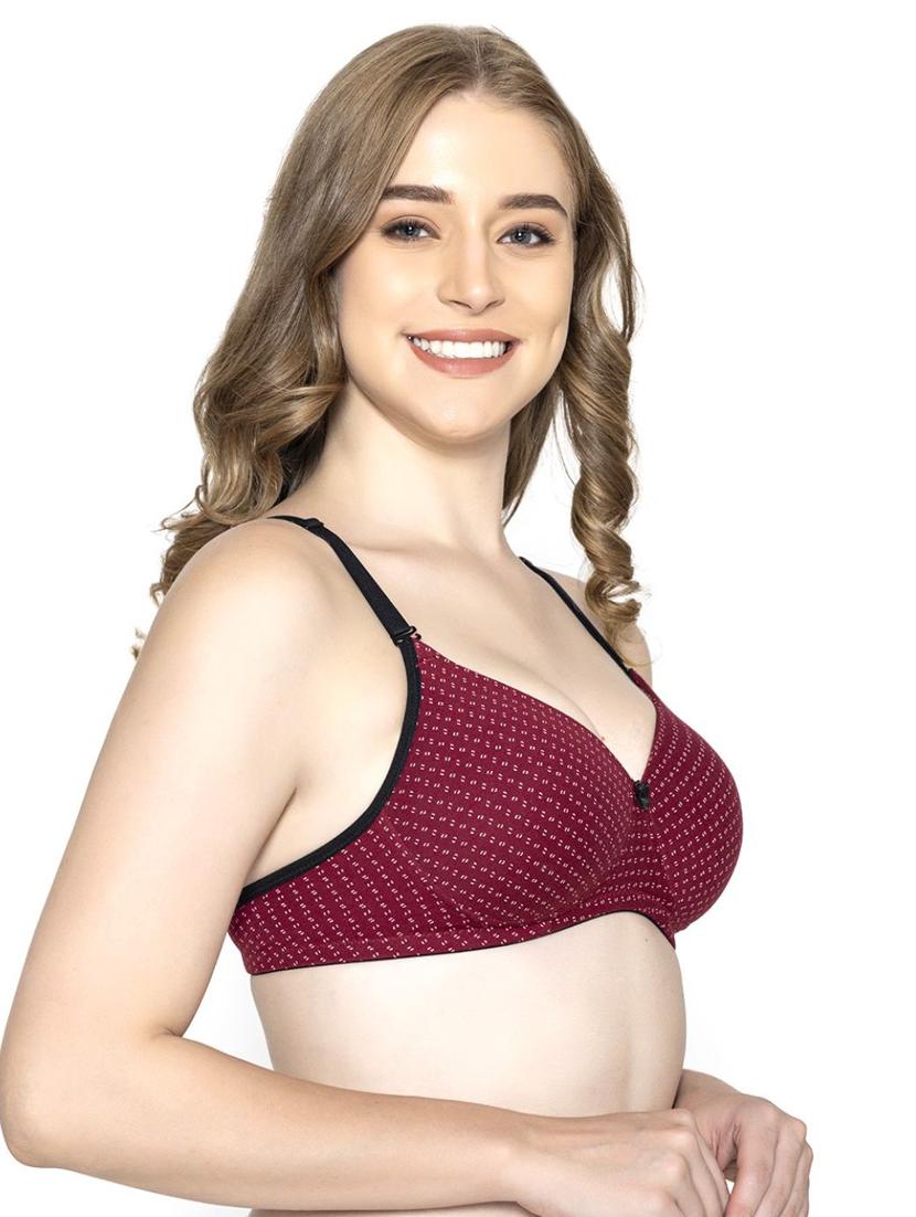 maroon printed full coverage regular bra - 20418814 - Standard Image - 1