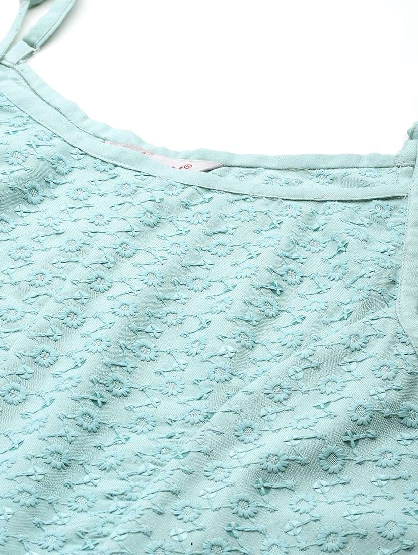 light blue embroidered a-line ethnic dress - 20418819 - Standard Image - 4