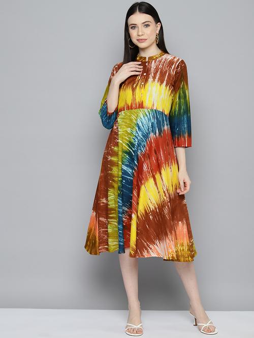 multi color graohic print a-line dress - 20418821 -  Standard Image - 0