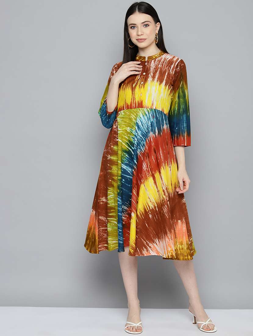 multi color graohic print a-line dress - 20418821 -  Zoom Image - 0