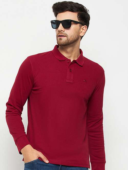 solid long sleeves polo t-shirt - 20418917 - Standard Image - 0