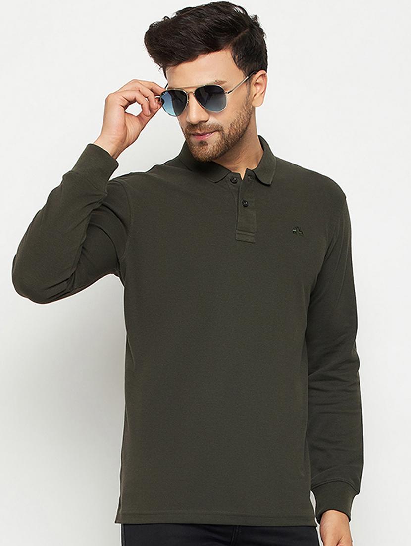 solid long sleeves polo t-shirt - 20418918 - Zoom Image - 0