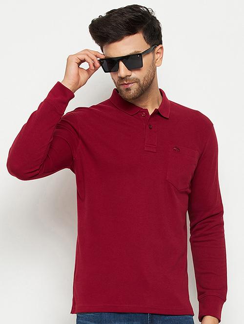 solid long sleeves polo t-shirt - 20418925 - Standard Image - 0