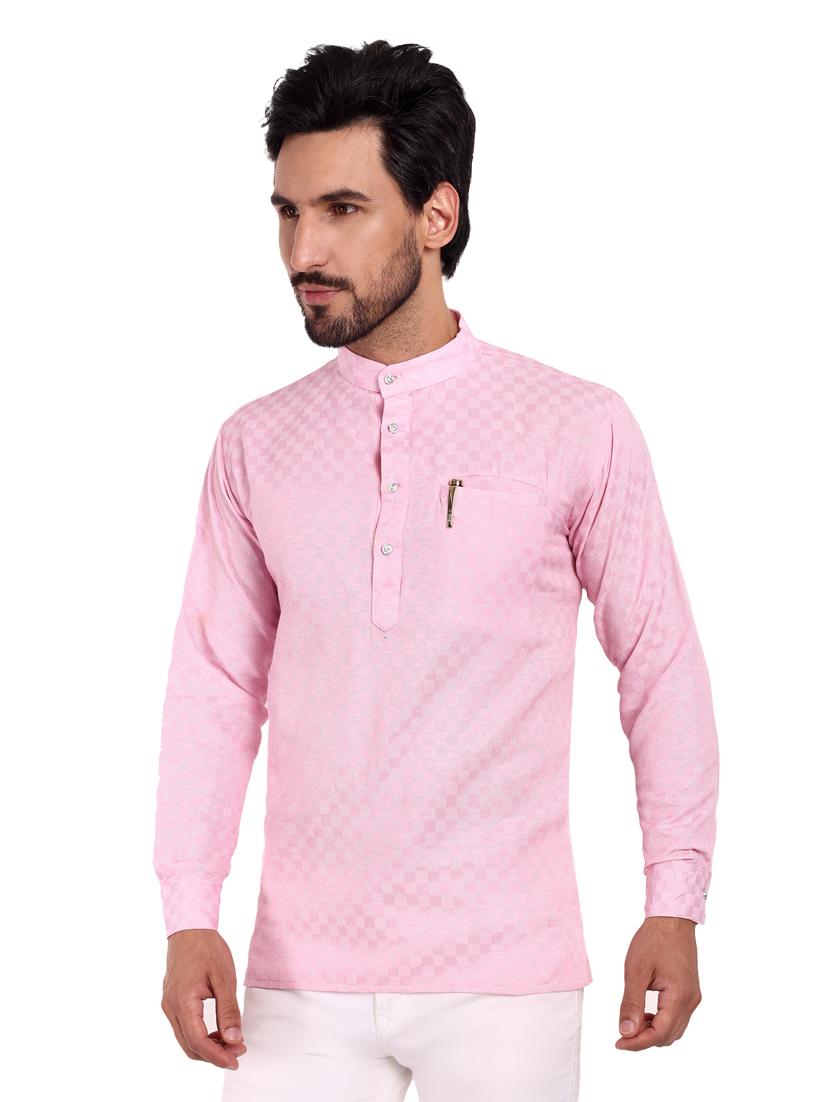 men self design cotton short kurta - 20418931 - Standard Image - 1