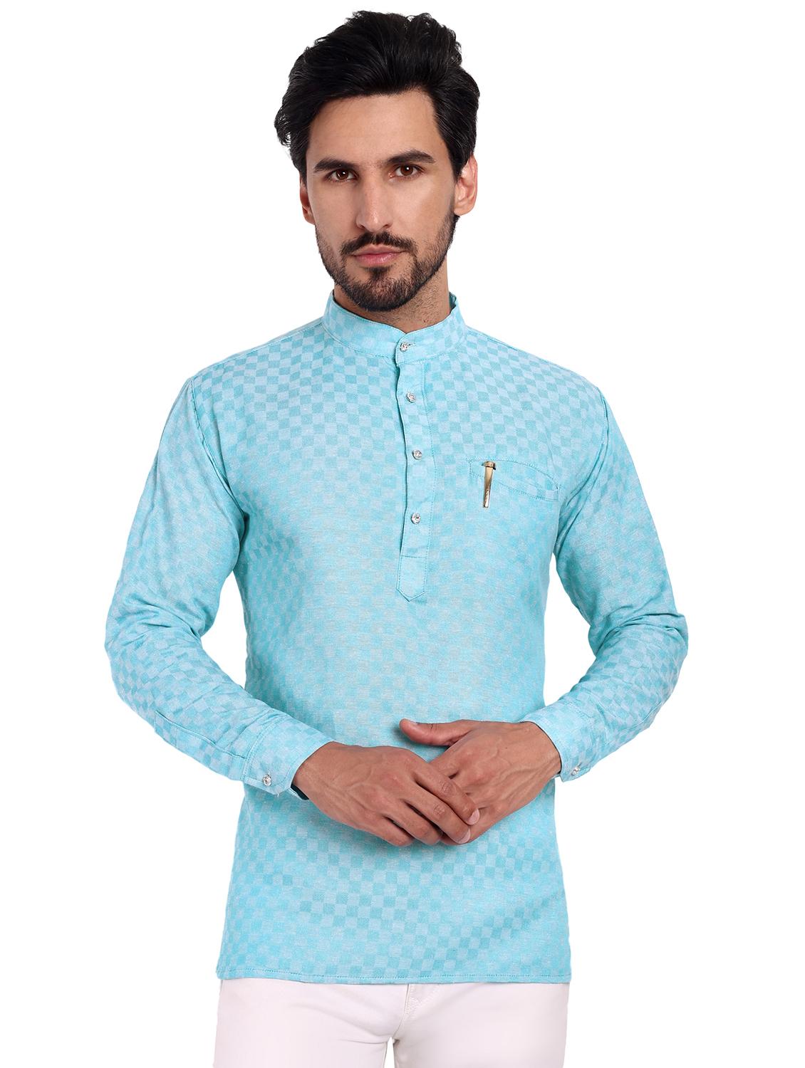 men self design cotton short kurta