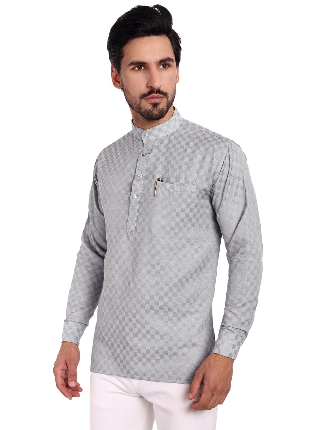 men self design cotton short kurta - 20418933 -  Standard Image - 1