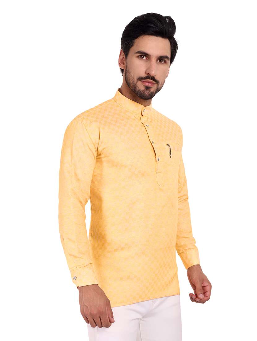 men self design cotton short kurta - 20418934 -  Standard Image - 1