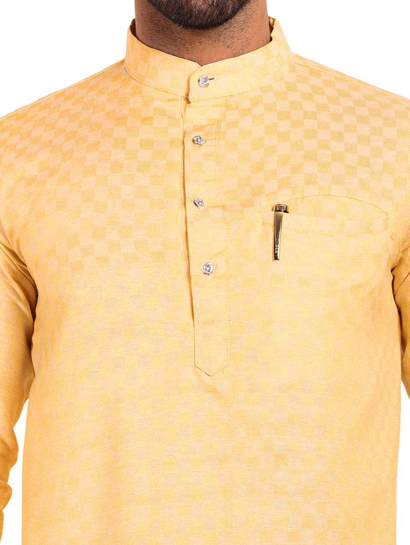 men self design cotton short kurta - 20418934 -  Standard Image - 4