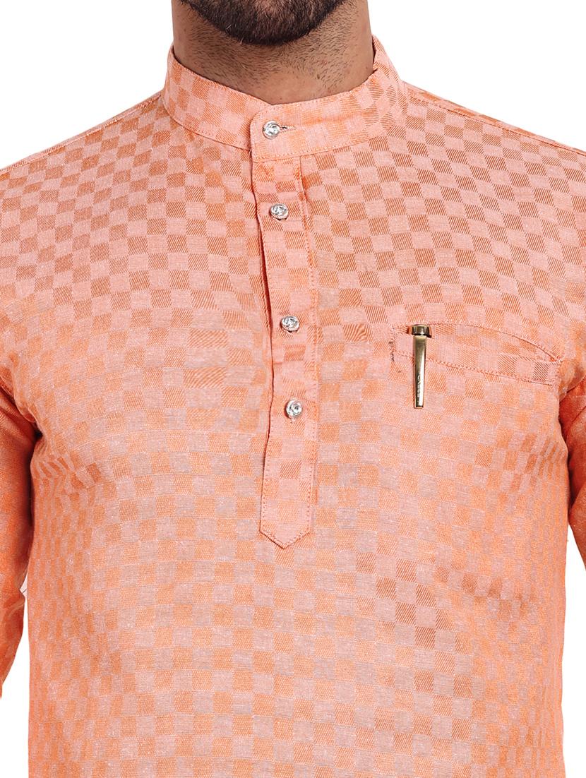 men self design cotton short kurta - 20418935 - Standard Image - 4