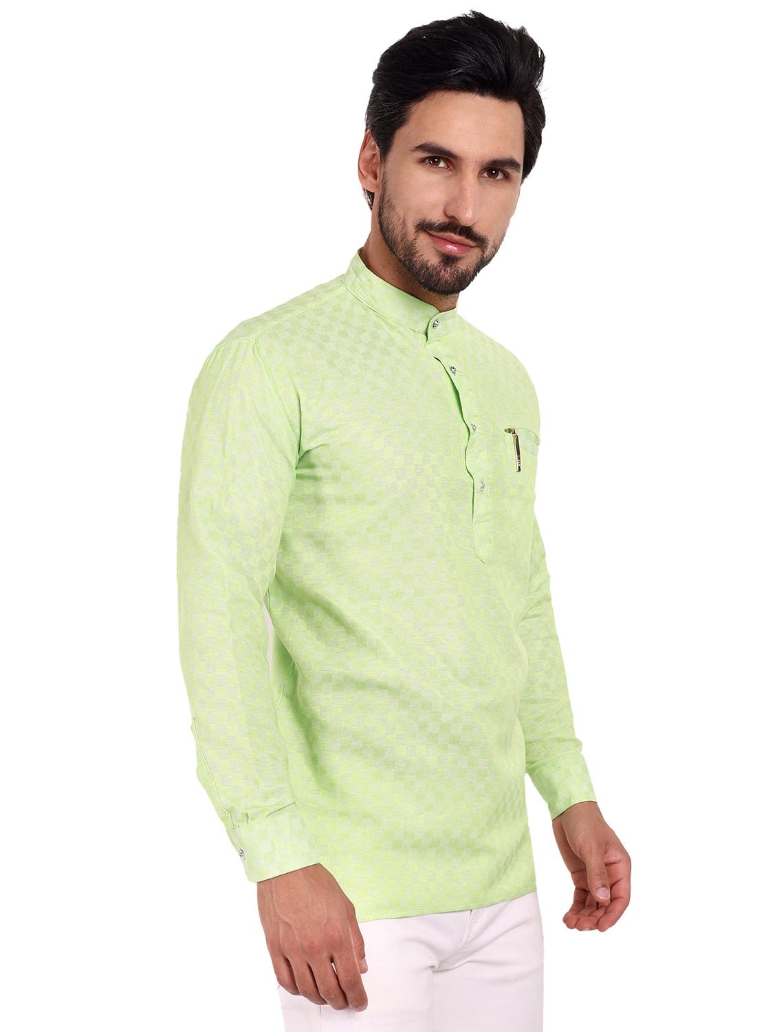 men self design cotton short kurta - 20418936 - Standard Image - 1