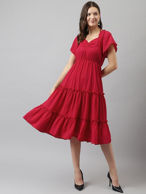 women solid tiered dress - 20418999 - Standard Image - 0