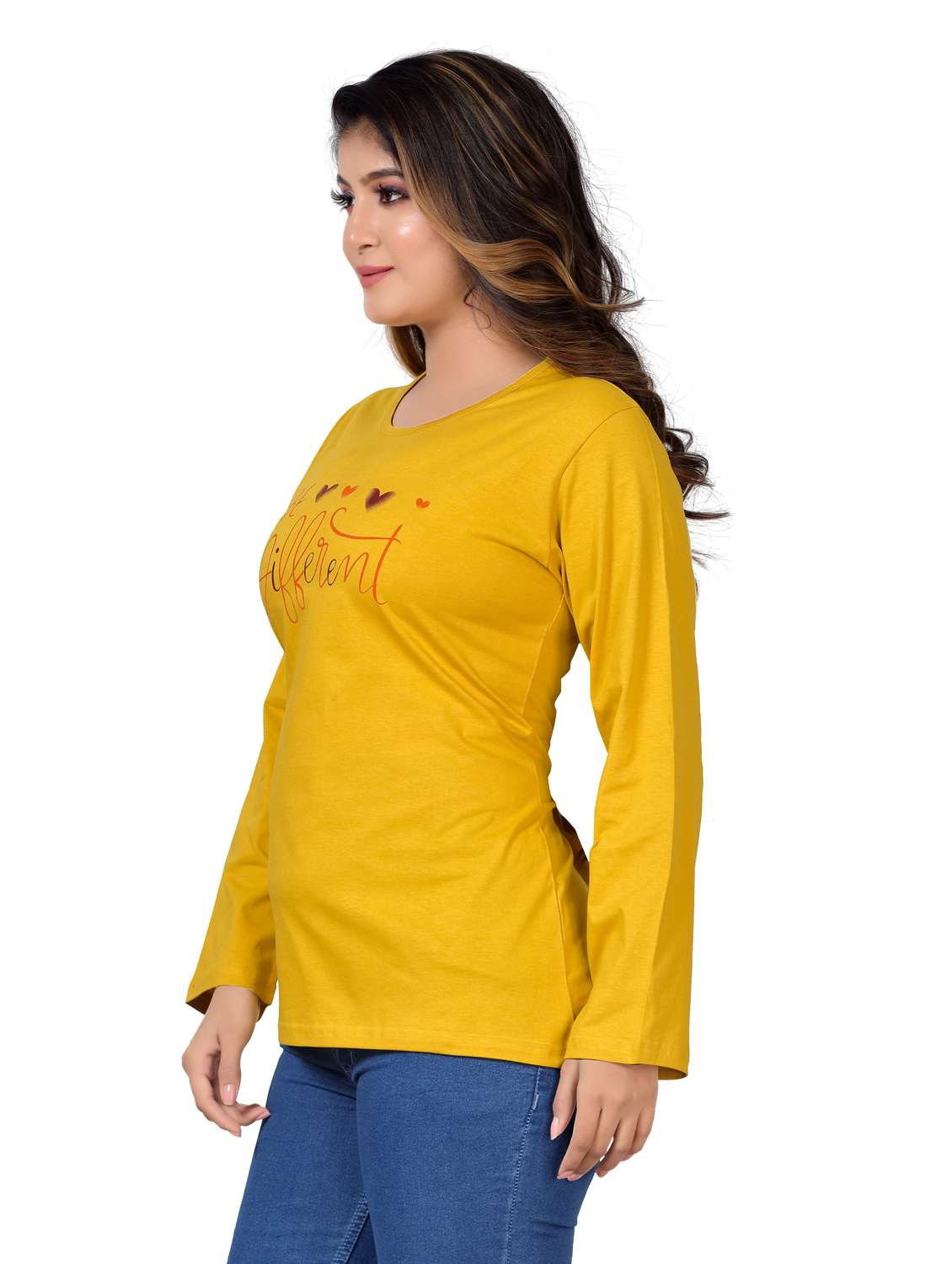 women's chest print round neck t-shirt - 20419662 -  Standard Image - 1