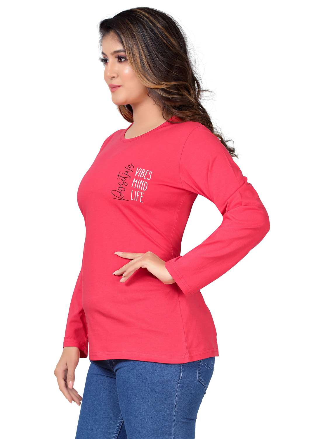 women's placement print round neck t-shirt - 20419666 -  Standard Image - 1