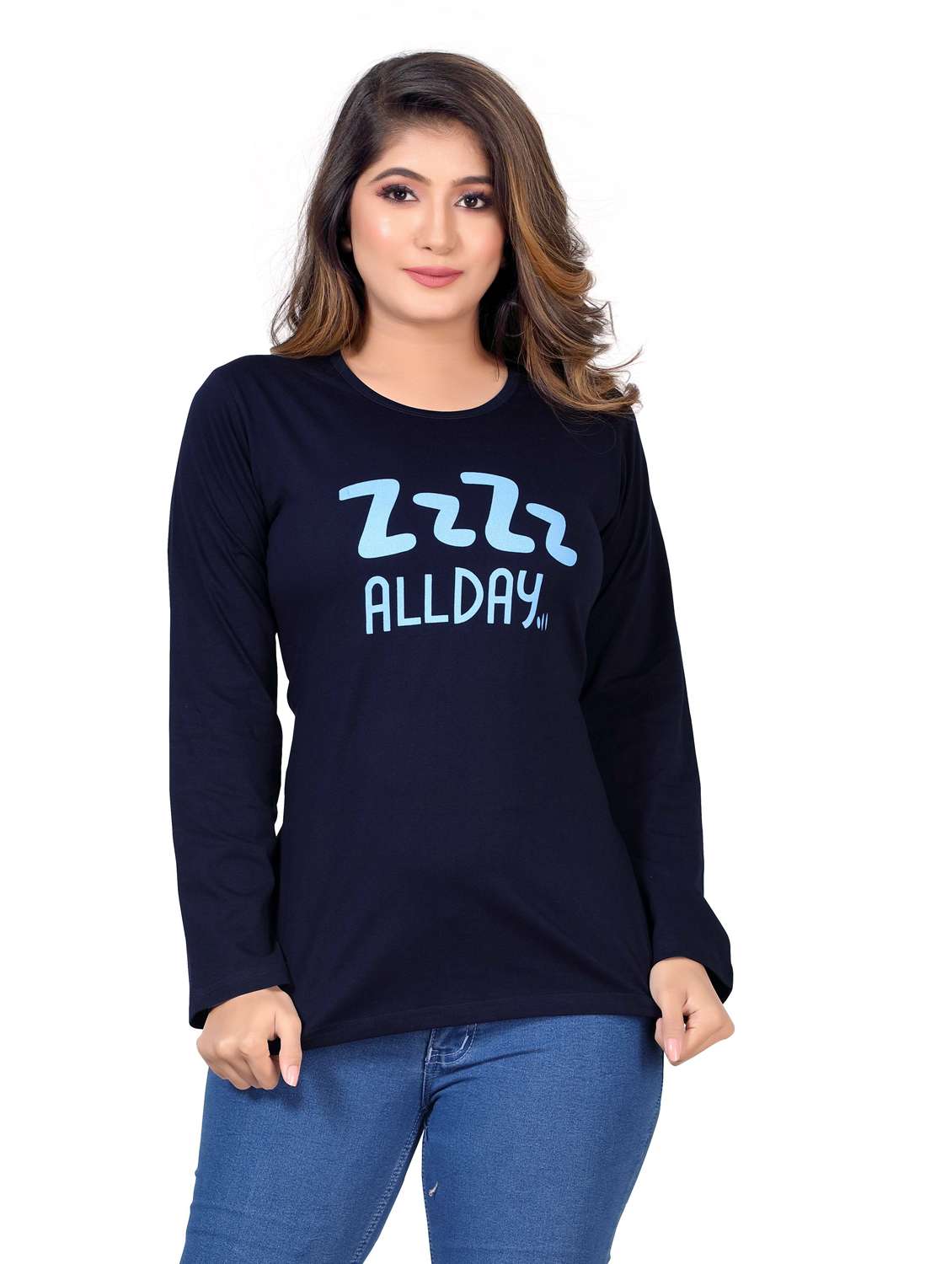women's chest print crew neck t-shirt - 20419668 -  Standard Image - 1