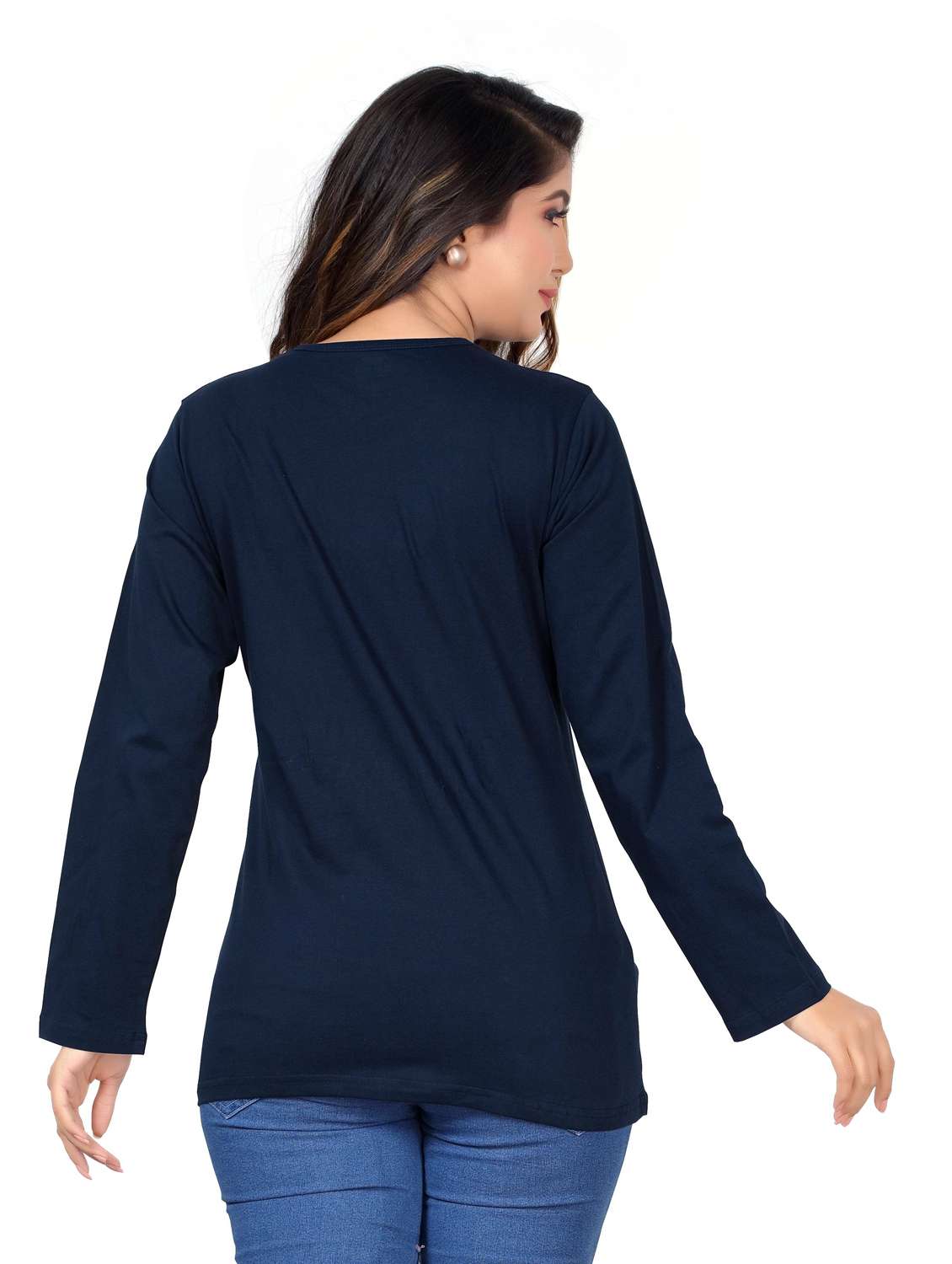 women's chest print crew neck t-shirt - 20419668 -  Standard Image - 4