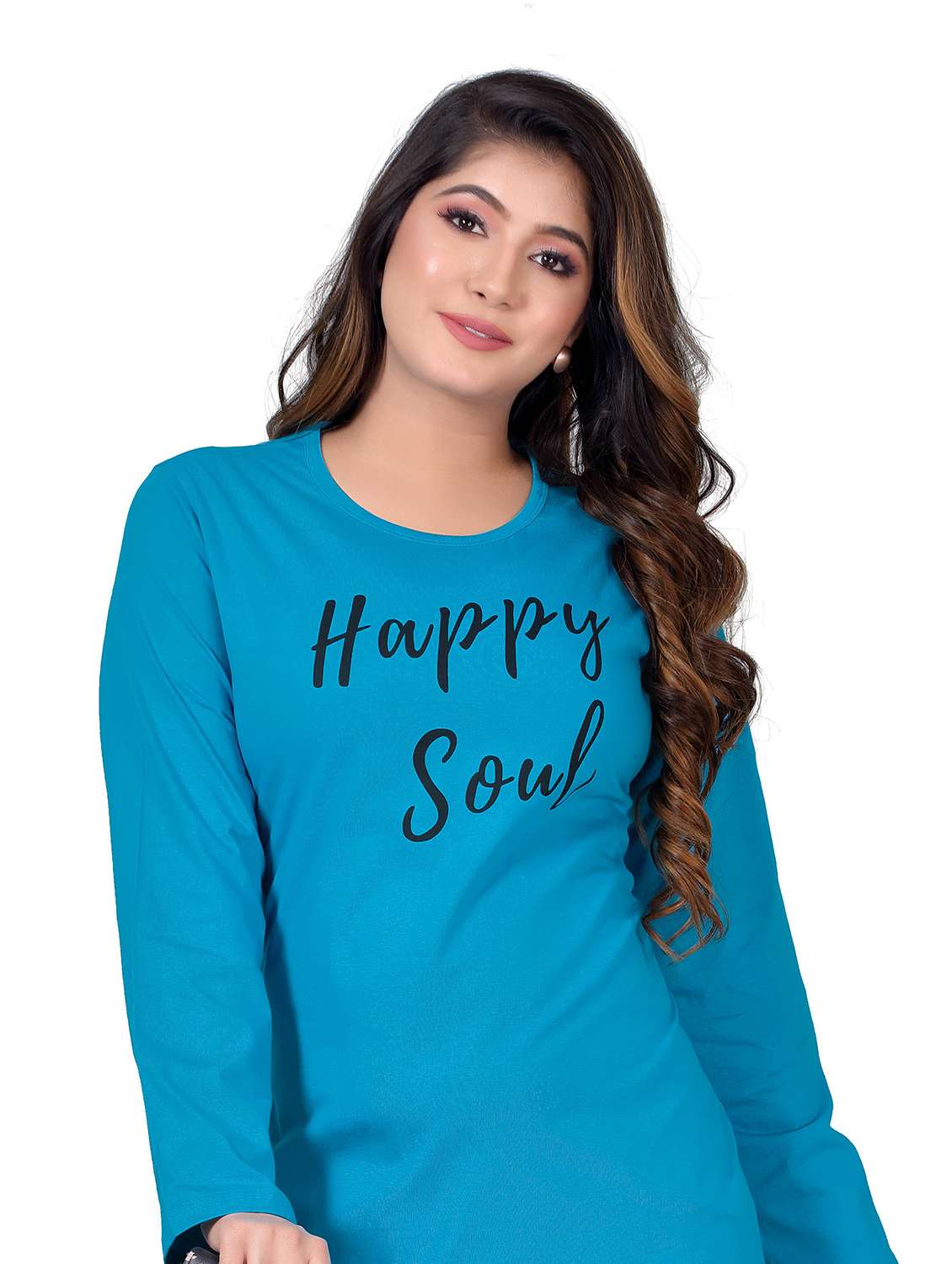 women's chest print round neck t-shirt - 20419669 -  Standard Image - 4