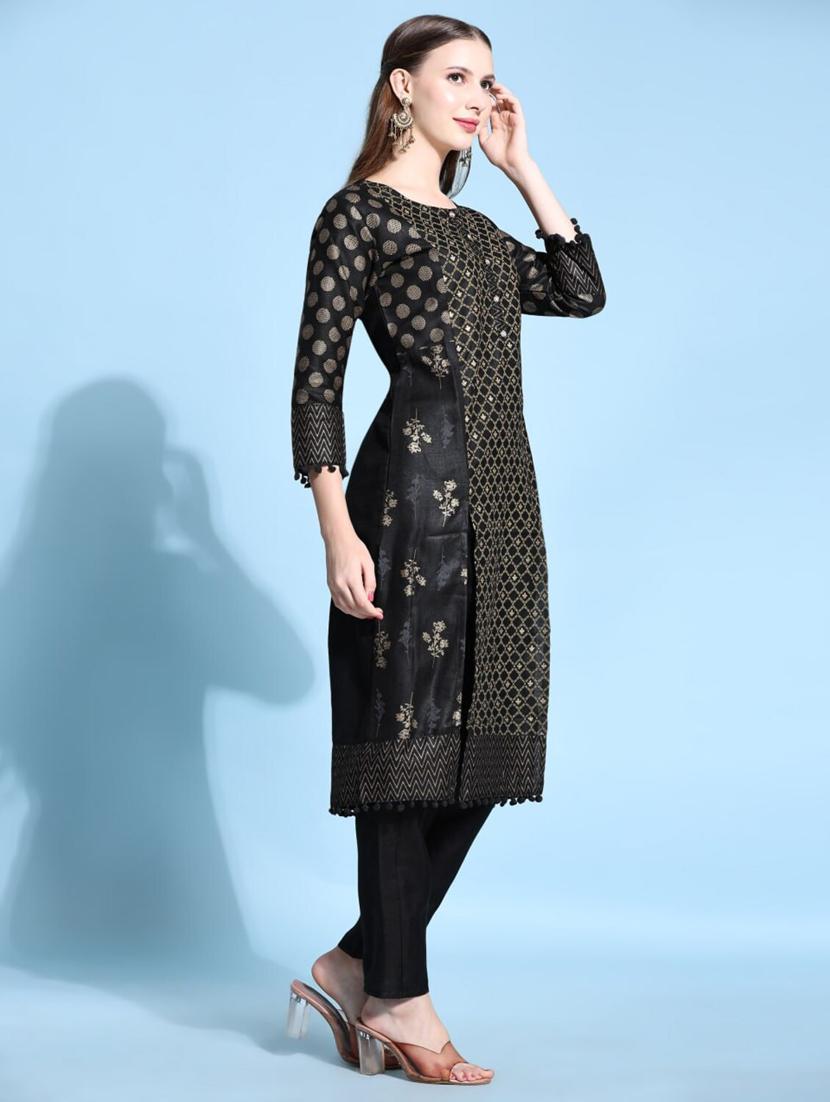 foil print kurta pant set - 20420847 - Standard Image - 1
