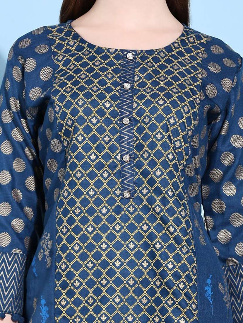 foil print kurta pant set - 20420849 - Standard Image - 4