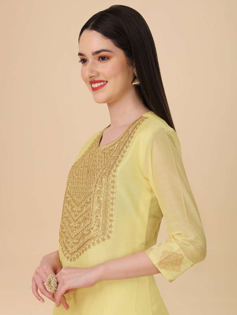 women yellow kurta palazzo set with dupatta - 20420863 -  Standard Image - 4