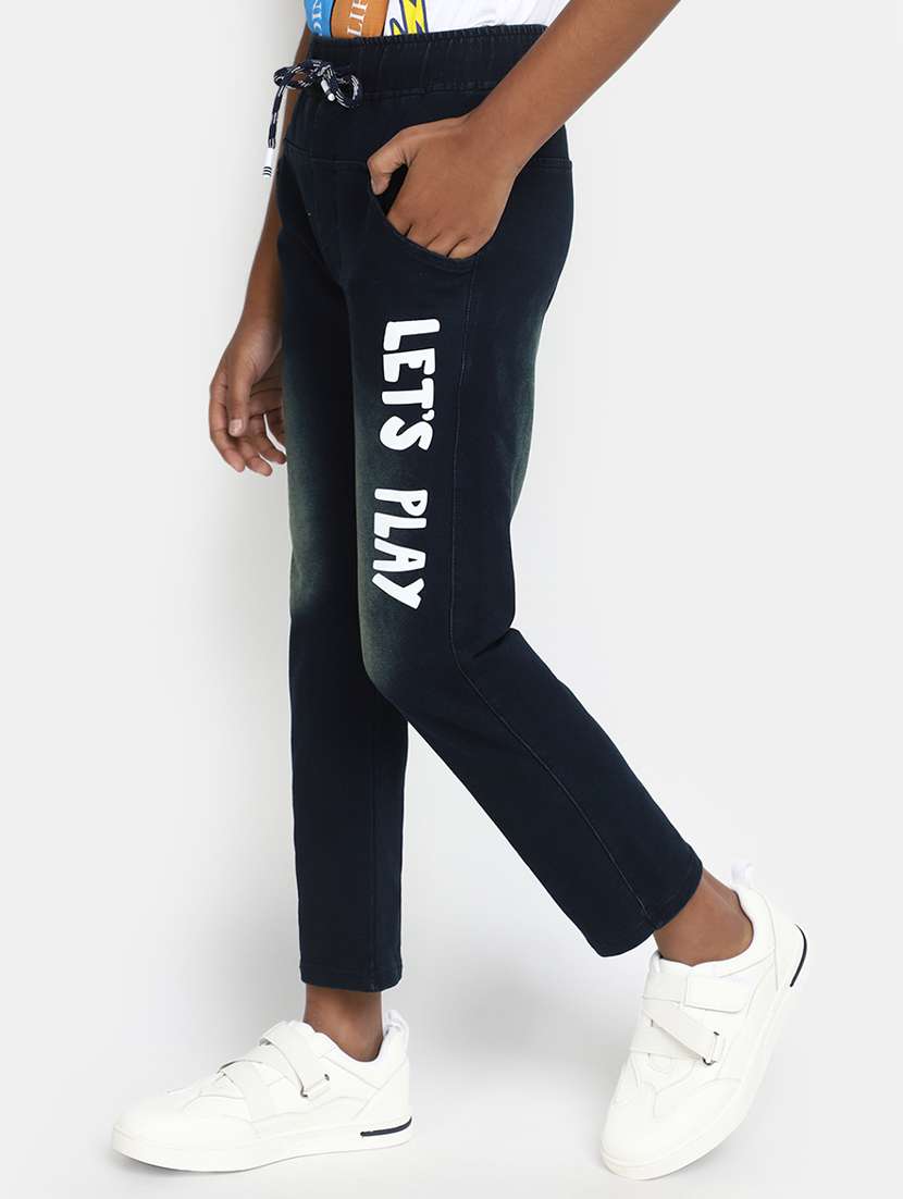 boys blue typography denim  jeans - 20421109 -  Standard Image - 1