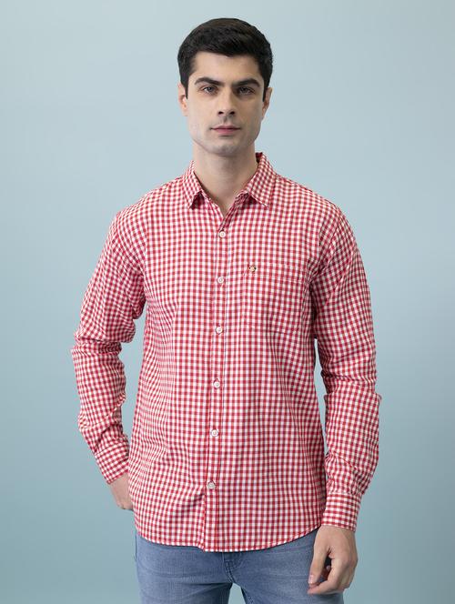 men red regular fit checkered casual shirt - 20421204 -  Standard Image - 0