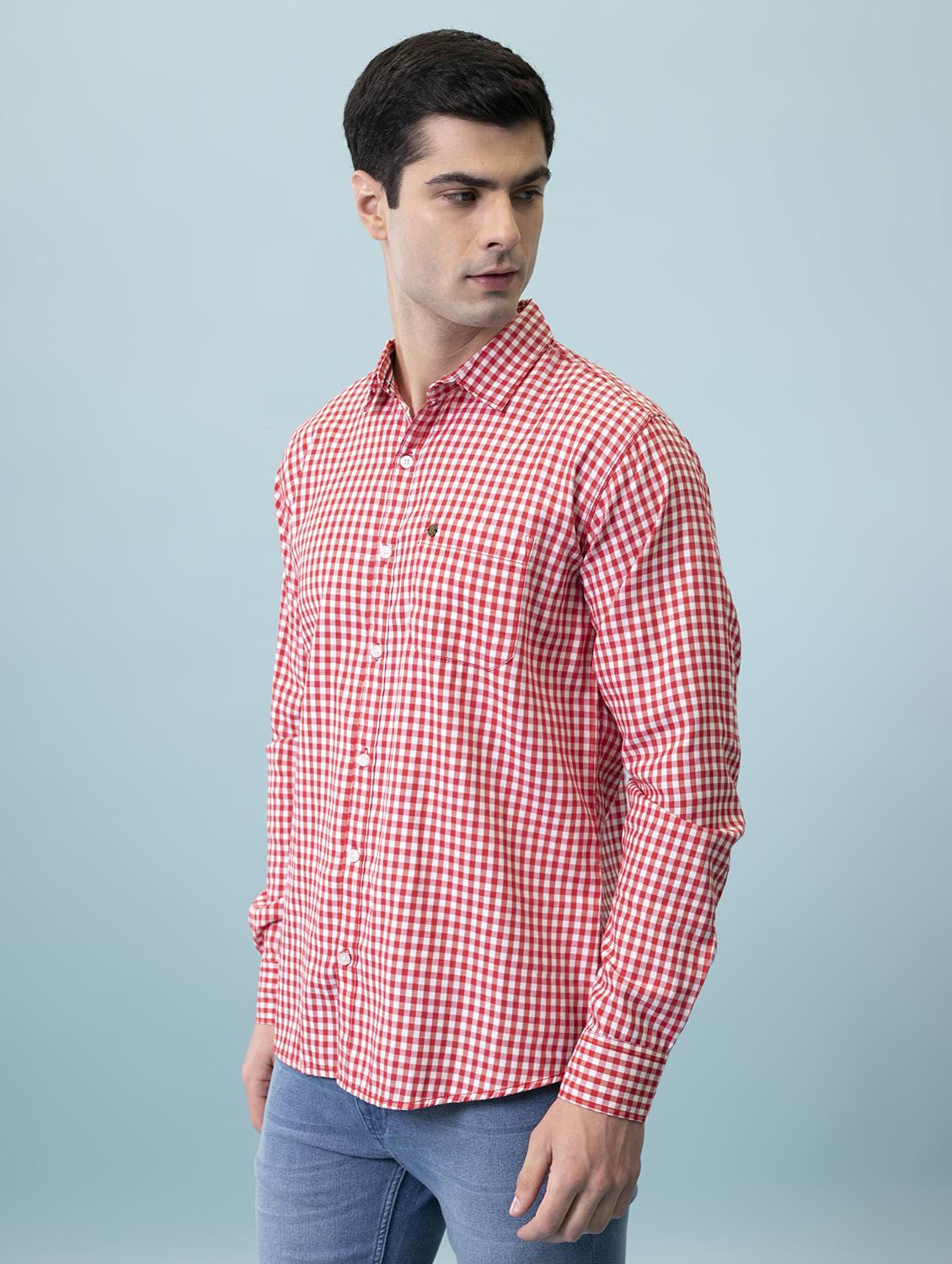 men red regular fit checkered casual shirt - 20421204 -  Standard Image - 1