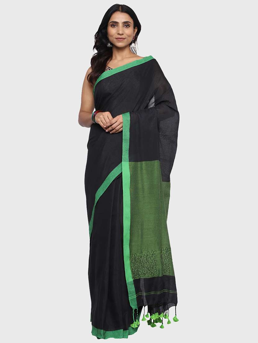 women's self design black colored saree with blouse - 20421376 - Zoom Image - 0