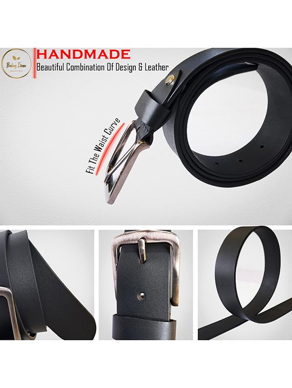 men solid black leather belt - 20422071 -  Standard Image - 1
