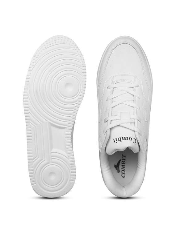 men solid white lace up sneaker - 20422280 -  Standard Image - 4