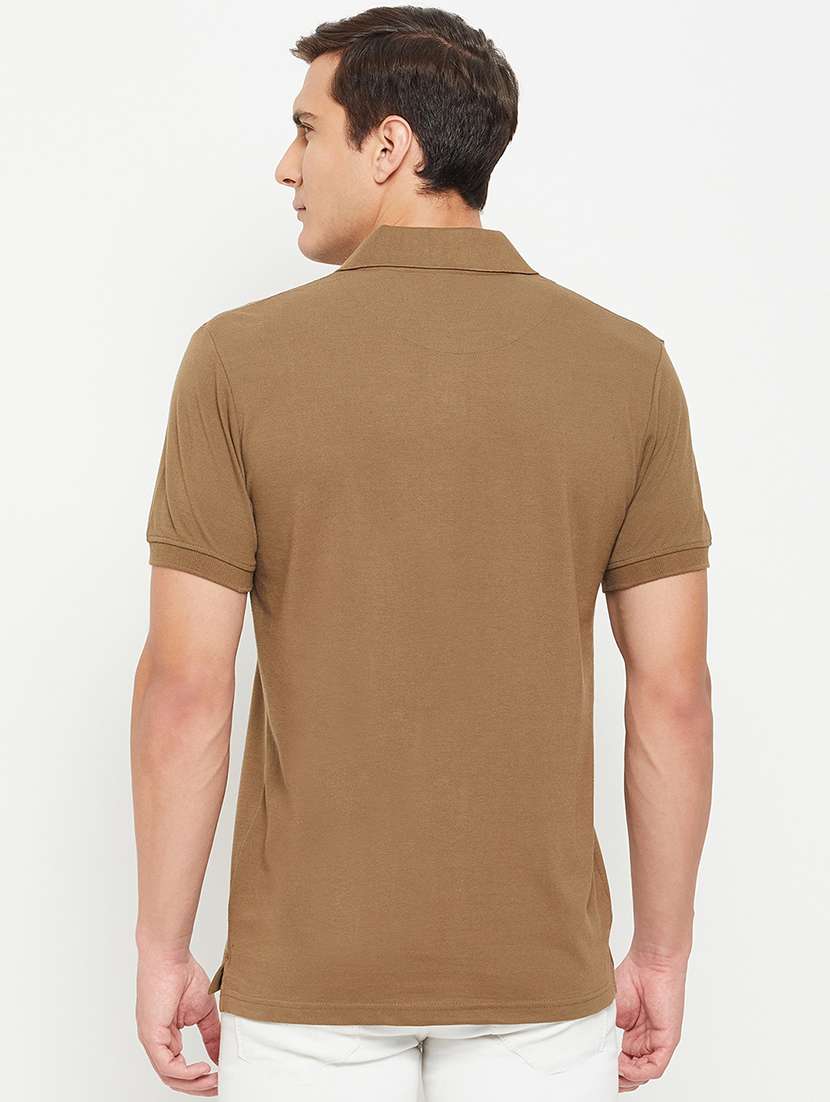 men striped brown cotton blend polo t-shirt - 20422331 -  Standard Image - 1