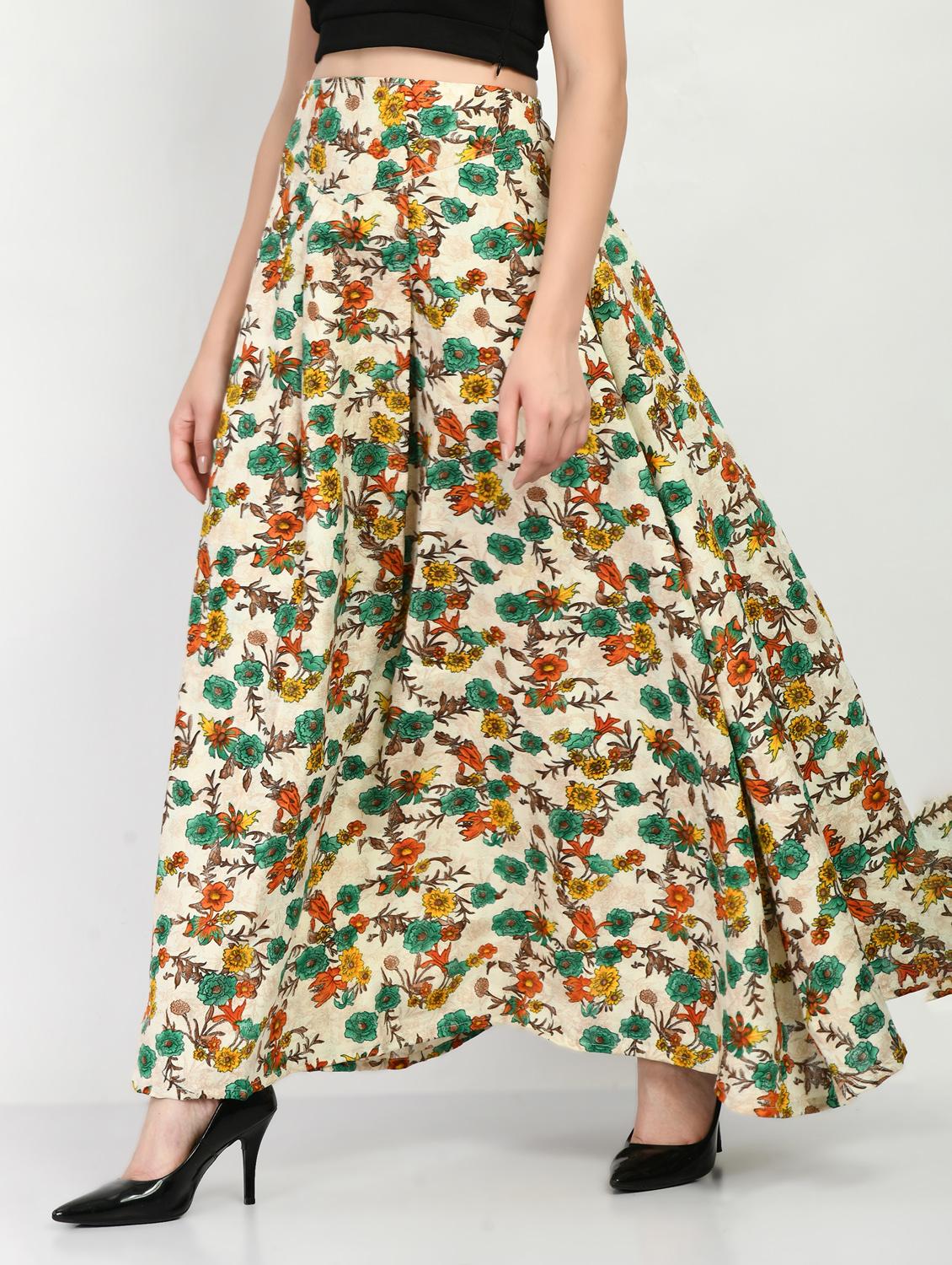 multi colored floral printed long skirt - 20422410 - Standard Image - 1