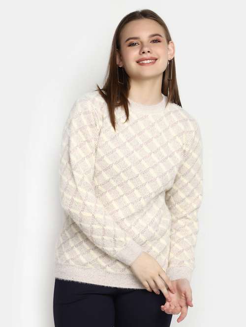 women checkered long sleeve pullover - 20422620 -  Standard Image - 0
