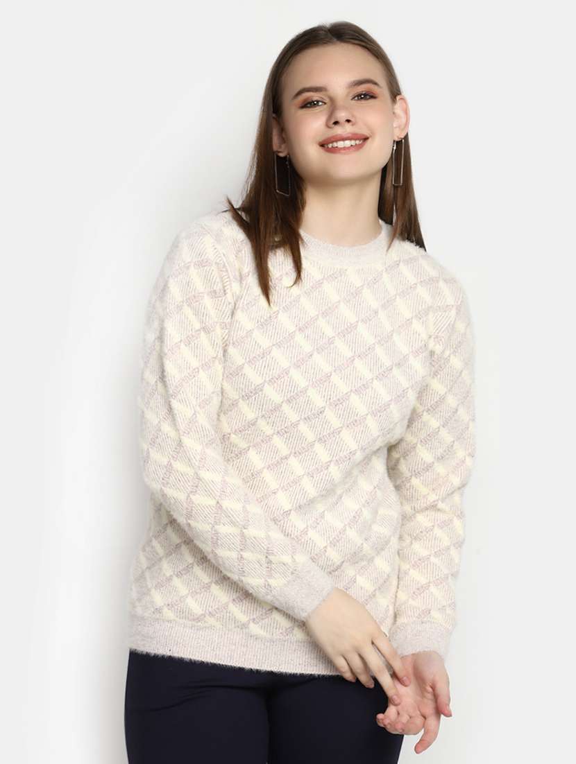 women checkered long sleeve pullover