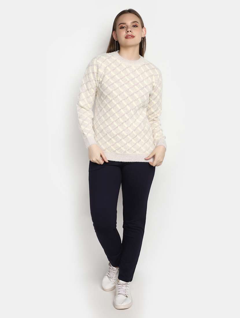 women checkered long sleeve pullover - 20422620 - Standard Image - 4