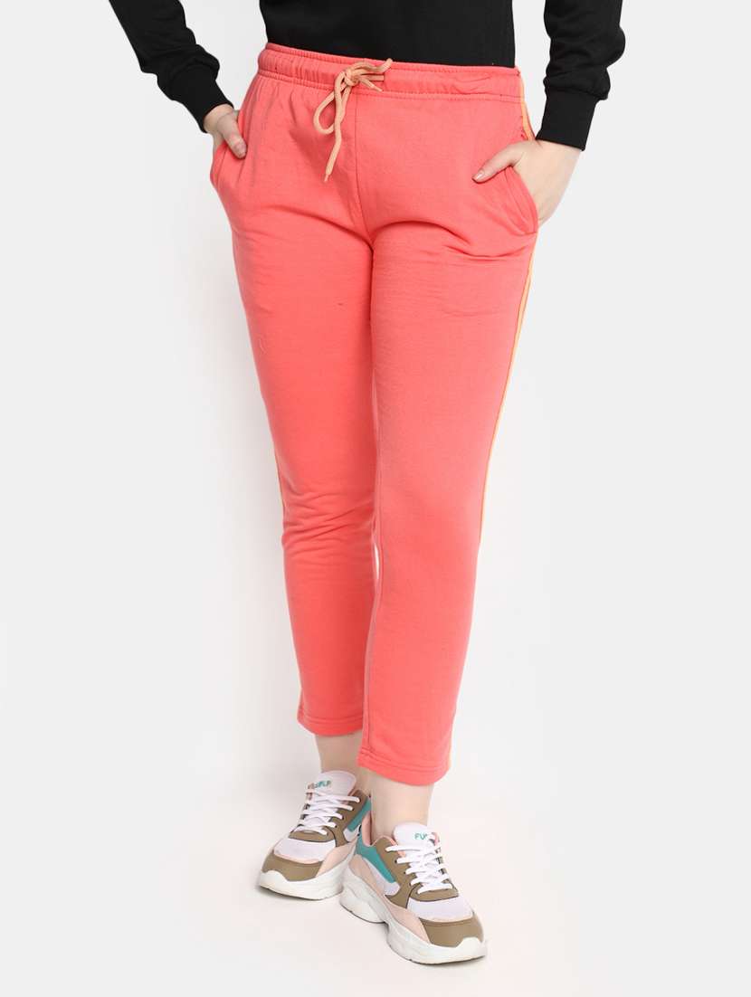 women orange cotton yoga pants 