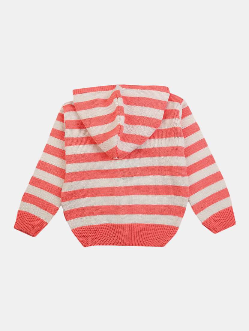 girls coral & cream regular sweater - 20422931 -  Standard Image - 1
