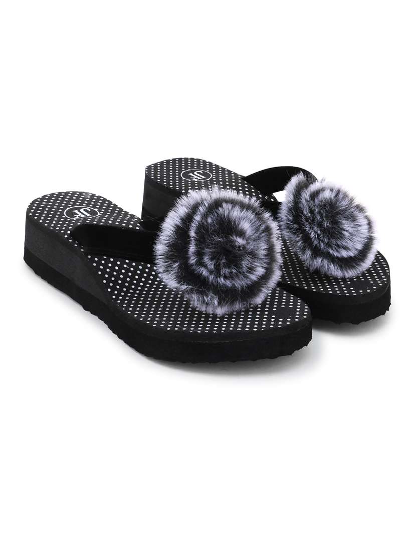 women polka dots black embellished flip flops - 20423867 -  Standard Image - 1