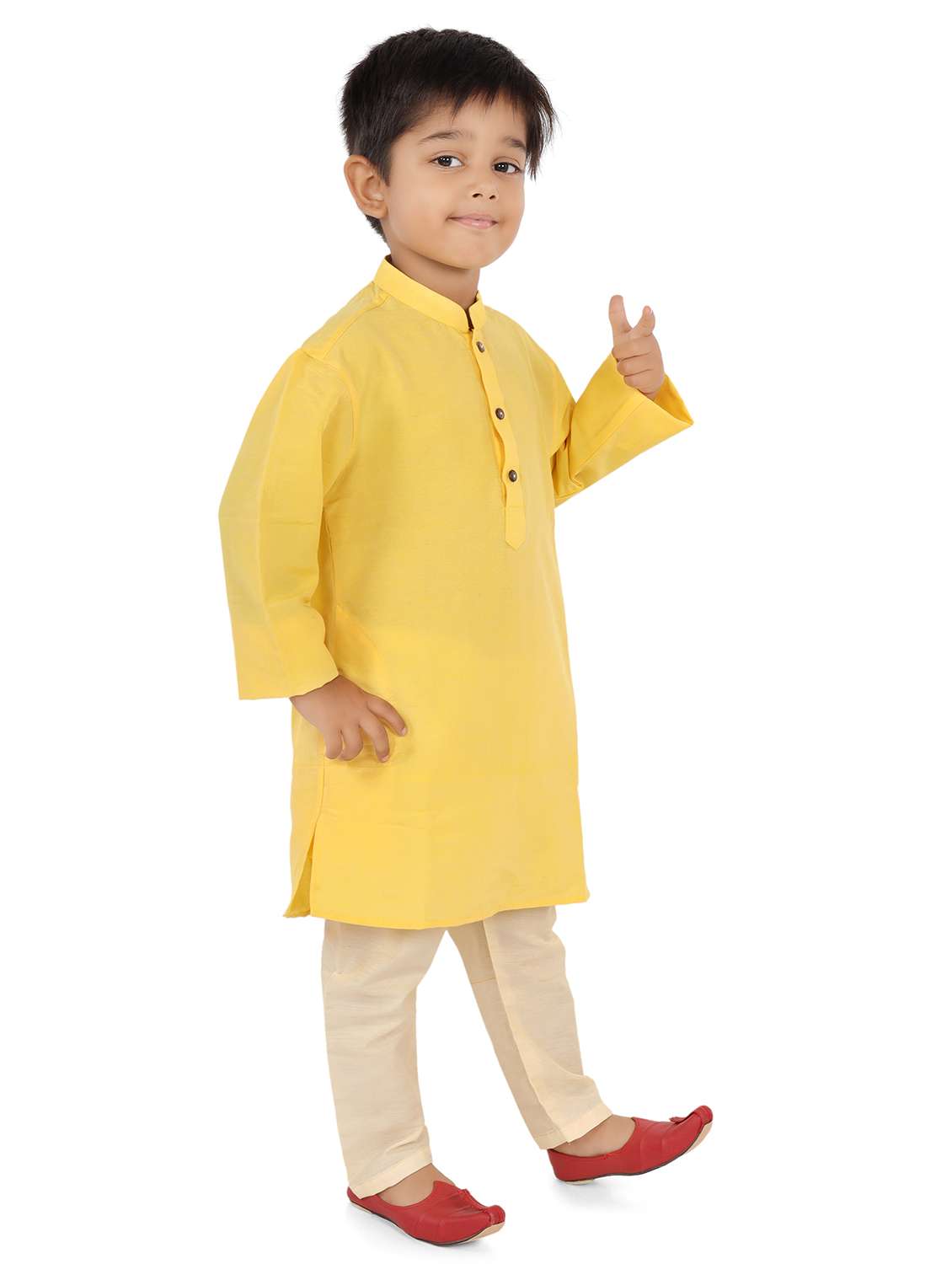 boys mandarin collar long sleeve kurta - 20424100 - Standard Image - 1
