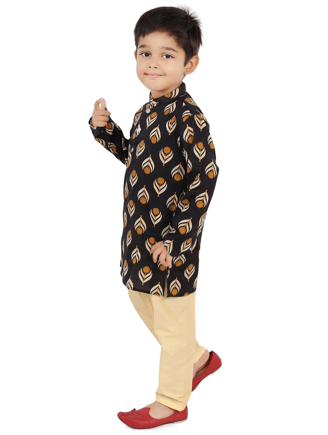 boys mandarin collar long sleeve kurta - 20424104 -  Standard Image - 1