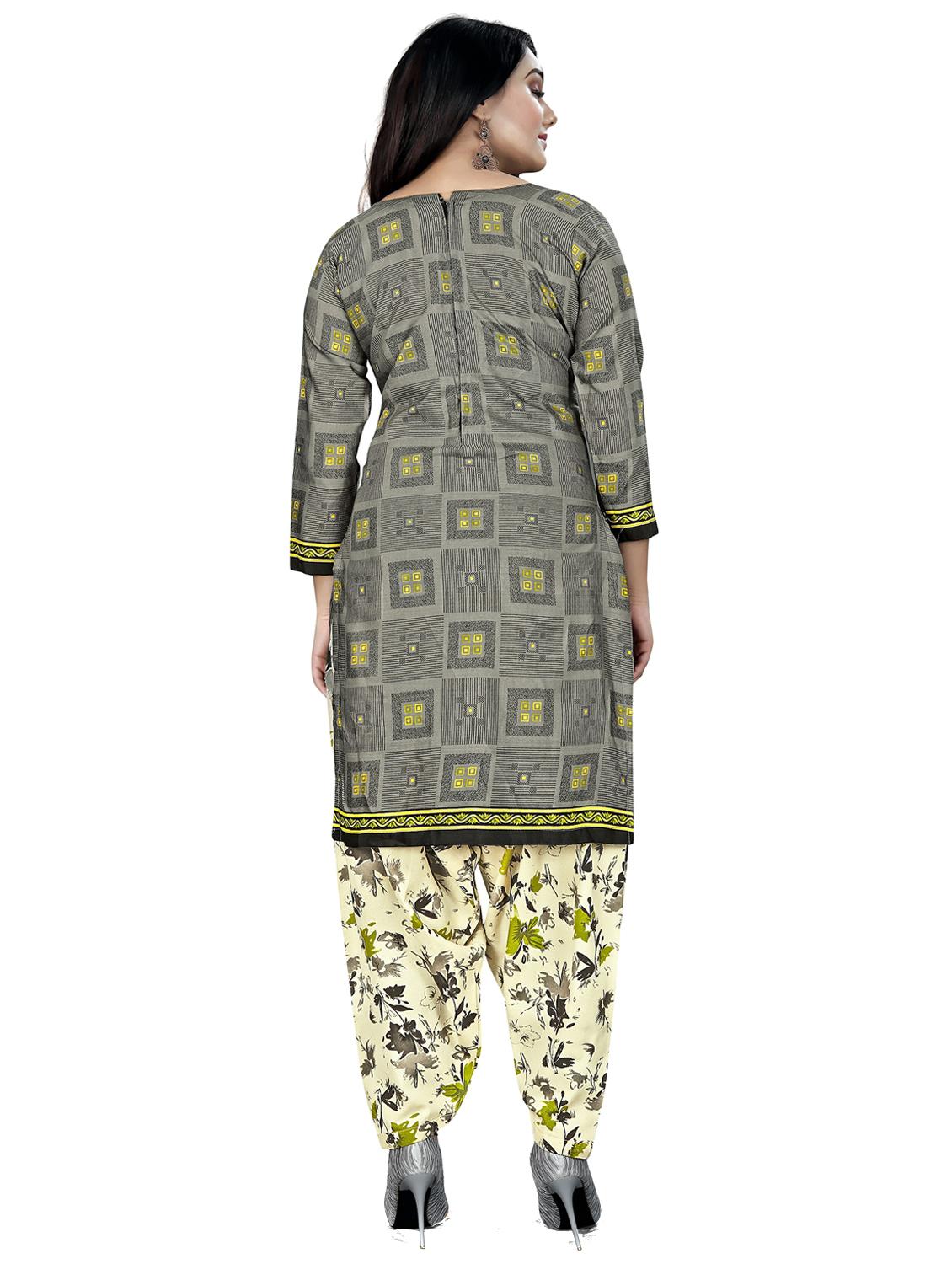 women grey geometric printed unstitched suits - 20424297 -  Standard Image - 1